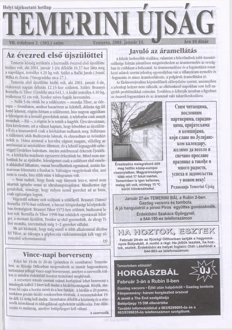 Temerini Újság, 7. évf. 2001. január 11. 2. sz.
