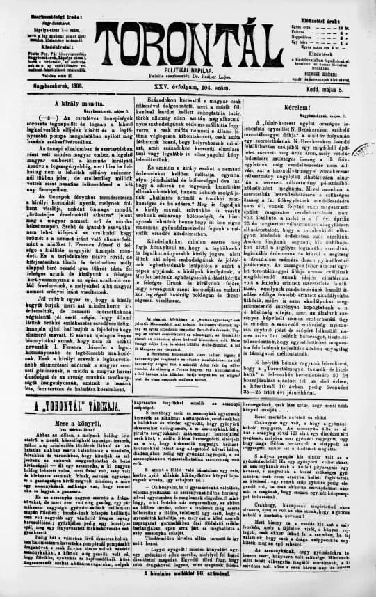 Torontál, 25. évf. 1896. május 5. 104. sz.