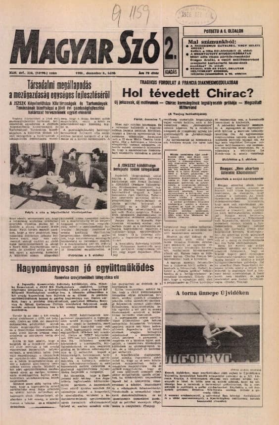 Magyar Szó, 43. évf. 1986. december 8. 336. sz. 1–20. oldal