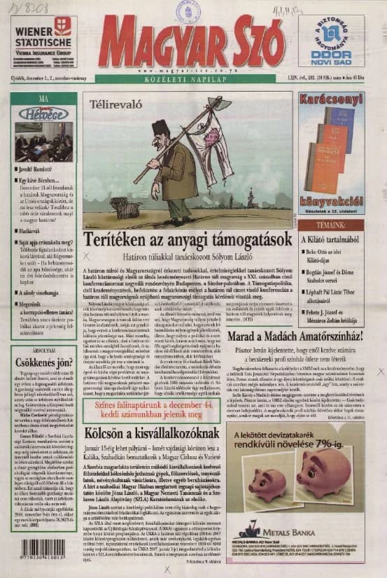 Magyar Szó, 64. évf. 2007. december 1. – 2. 282. sz. 1–12. oldal