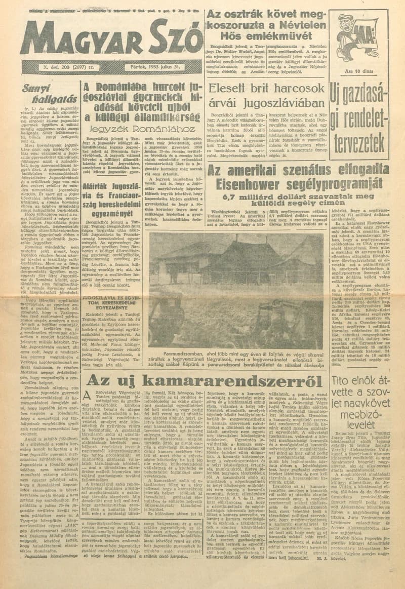 Magyar Szó, 10. évf. 1953. július 31. 208. sz. 1–8. oldal