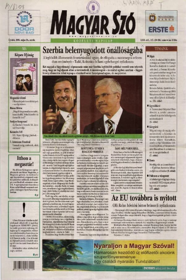 Magyar Szó, 63. évf. 2006. május 24. 117. sz. 1–20. oldal