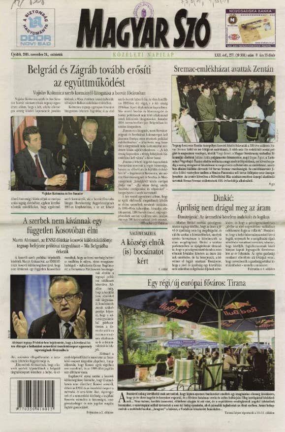 Magyar Szó, 62. évf. 2005. november 24. 277. sz. 1–20. oldal