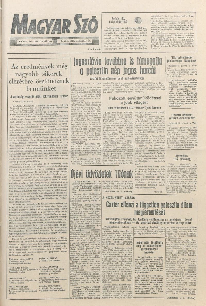 Magyar Szó, 34. évf. 1977. december 30. 358. sz.