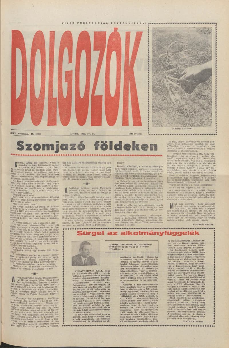 Dolgozók, 26. évf. 1972. április 14. 15. sz.
