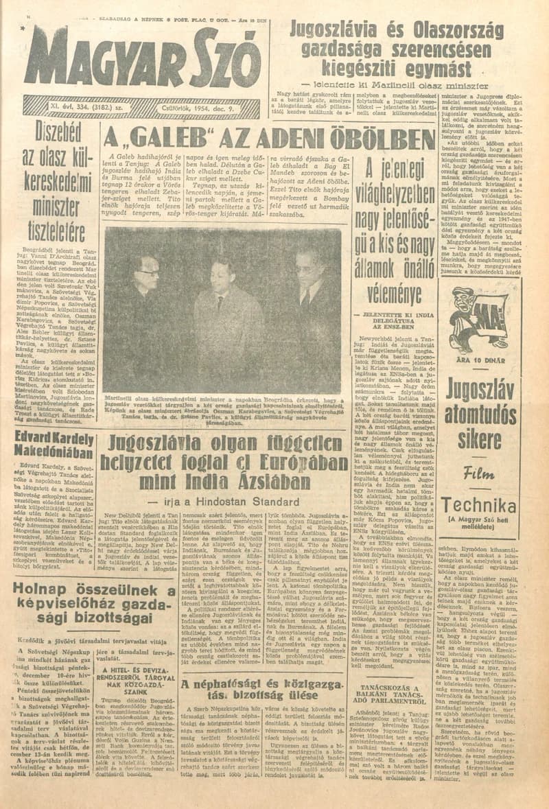 Magyar Szó, 11. évf. 1954. december 9. 334. sz. 1–12. oldal