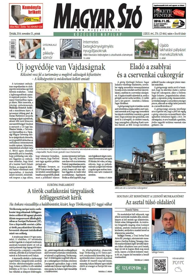 Magyar Szó, 73. évf. 2016. november 25. 276. sz. 1–16. oldal