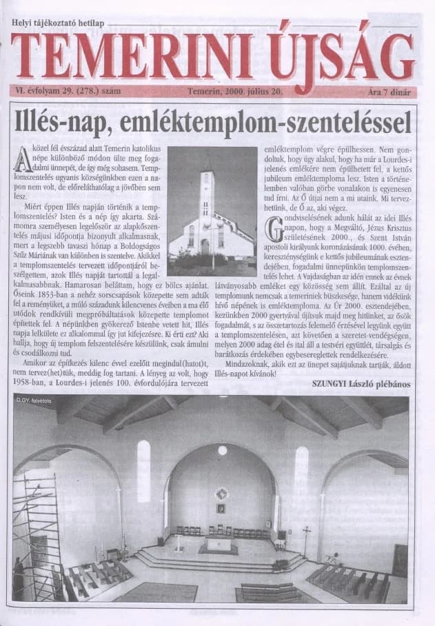 Temerini Újság, 6. évf. 2000. július 20. 29. sz.