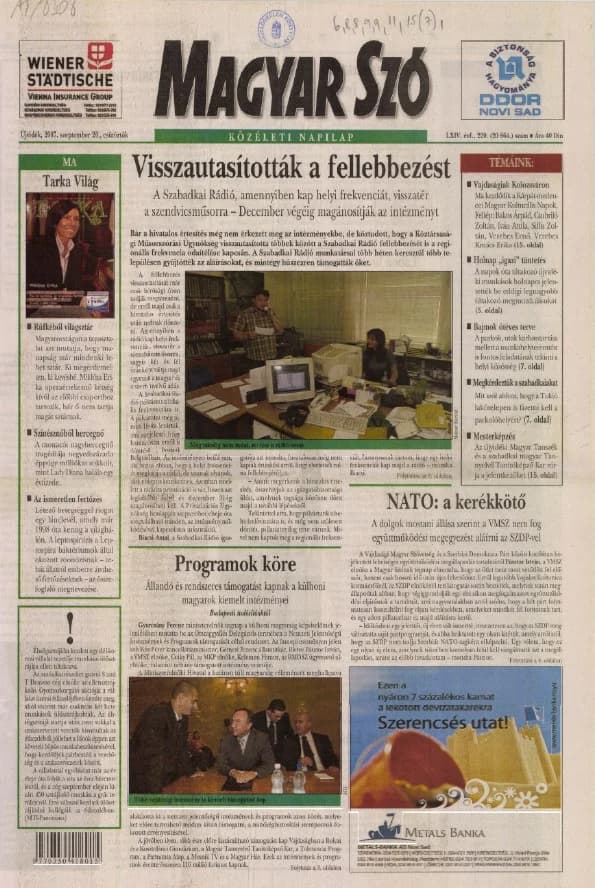 Magyar Szó, 64. évf. 2007. szeptember 20. 220. sz. 1–20. oldal