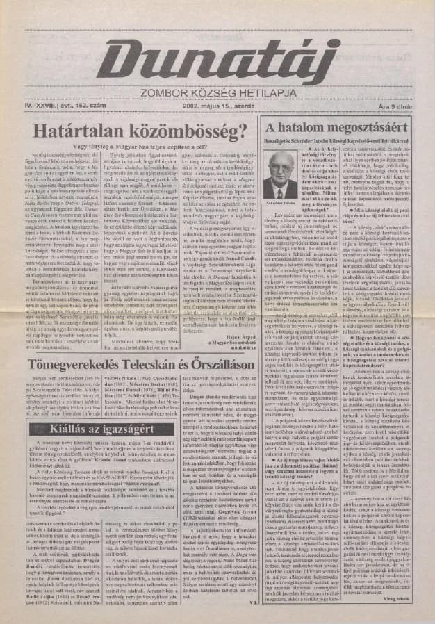 Dunatáj, 4. évf. 2002. május 15. 162. sz.