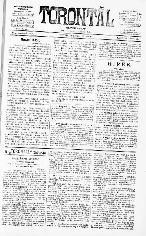 Torontál, 33. évf. 1904. január 28. 22. sz.