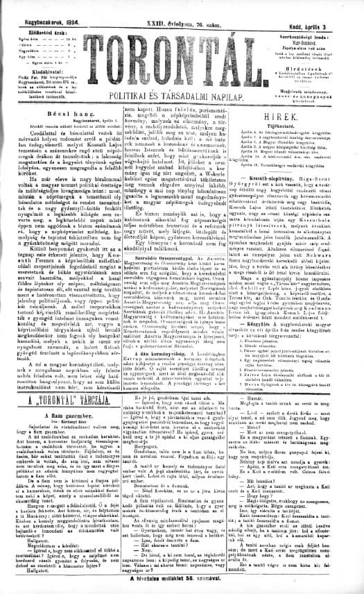 Torontál, 23. évf. 1894. április 3. 76. sz.