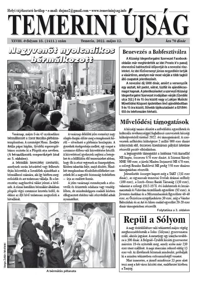 Temerini Újság, 28. évf. 2022. május 12. 18. sz.