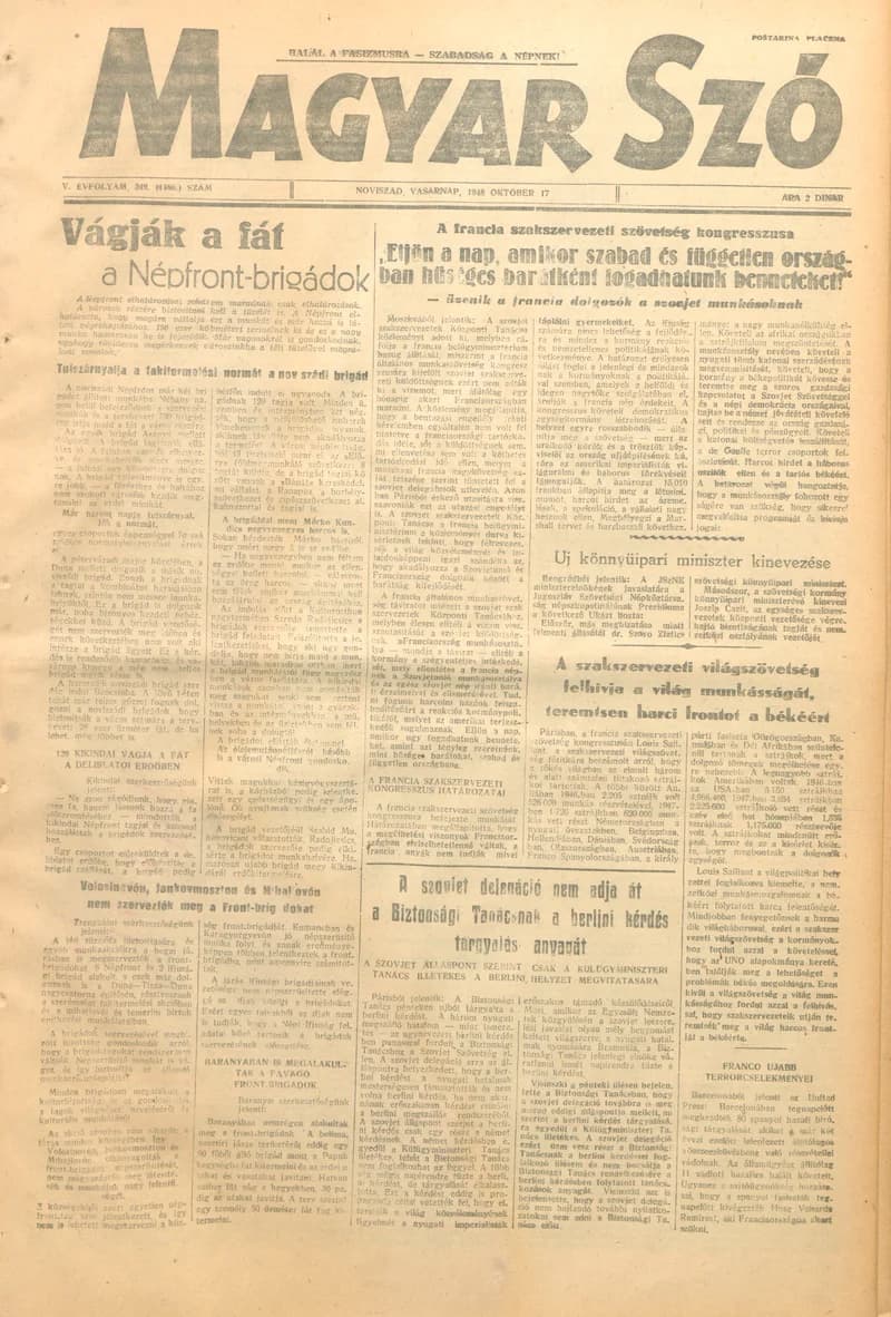 Magyar Szó, 5. évf. 1948. október 17. 249. sz. 1–4. oldal