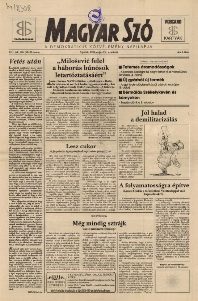 Magyar Szó, 53. évf. 1996. május 23. 120. sz. 1–16. oldal