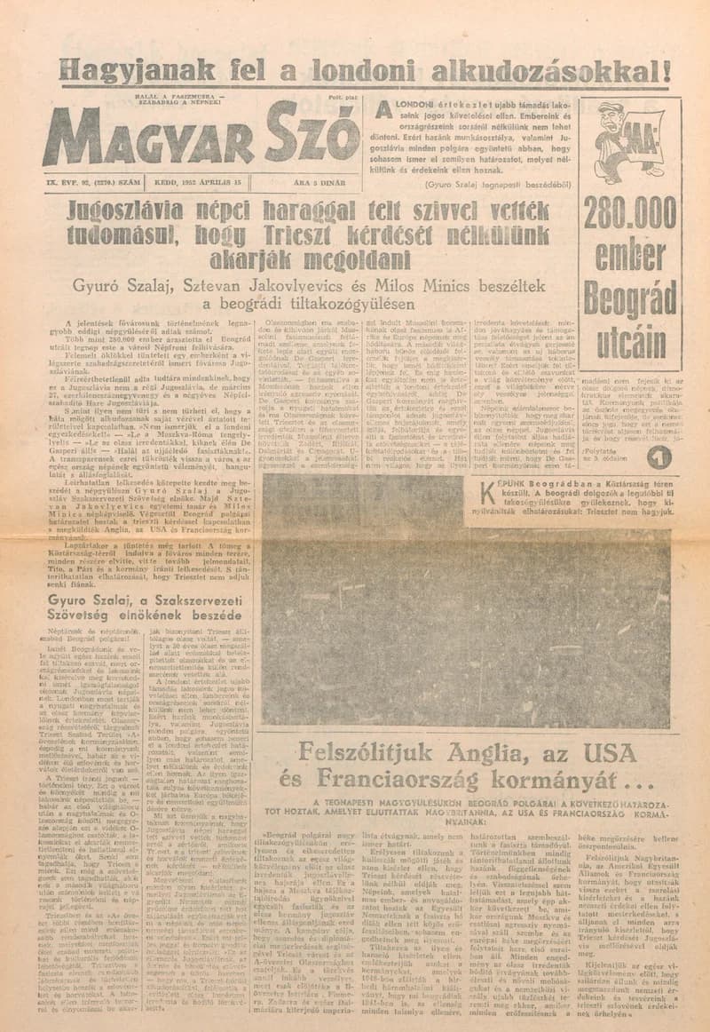 Magyar Szó, 9. évf. 1952. április 15. 92. sz. 1–6. oldal
