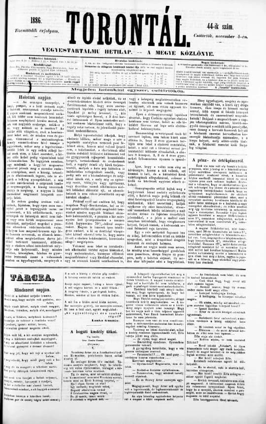 Torontál, 15. évf. 1886. november 4. 44. sz.