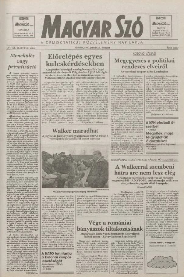 Magyar Szó, 56. évf. 1999. január 23. 17. sz. 1–16. oldal