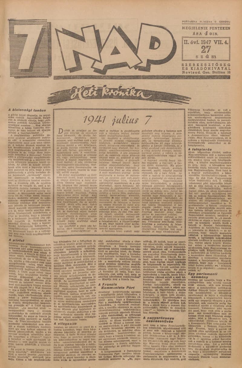 7 Nap, 2. évf. 1947. július 4. 27. sz. 1–10. oldal