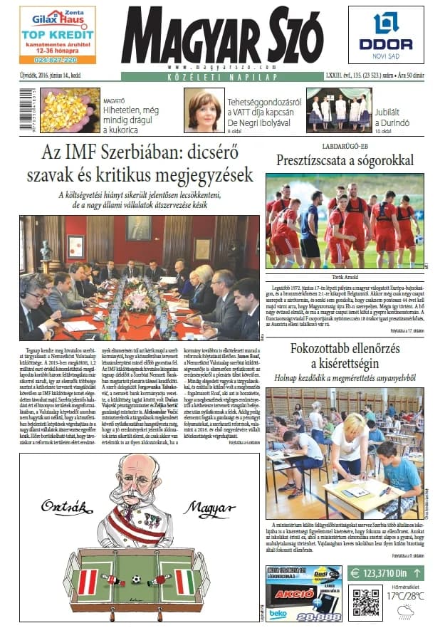 Magyar Szó, 73. évf. 2016. június 14. 135. sz. 1–20. oldal
