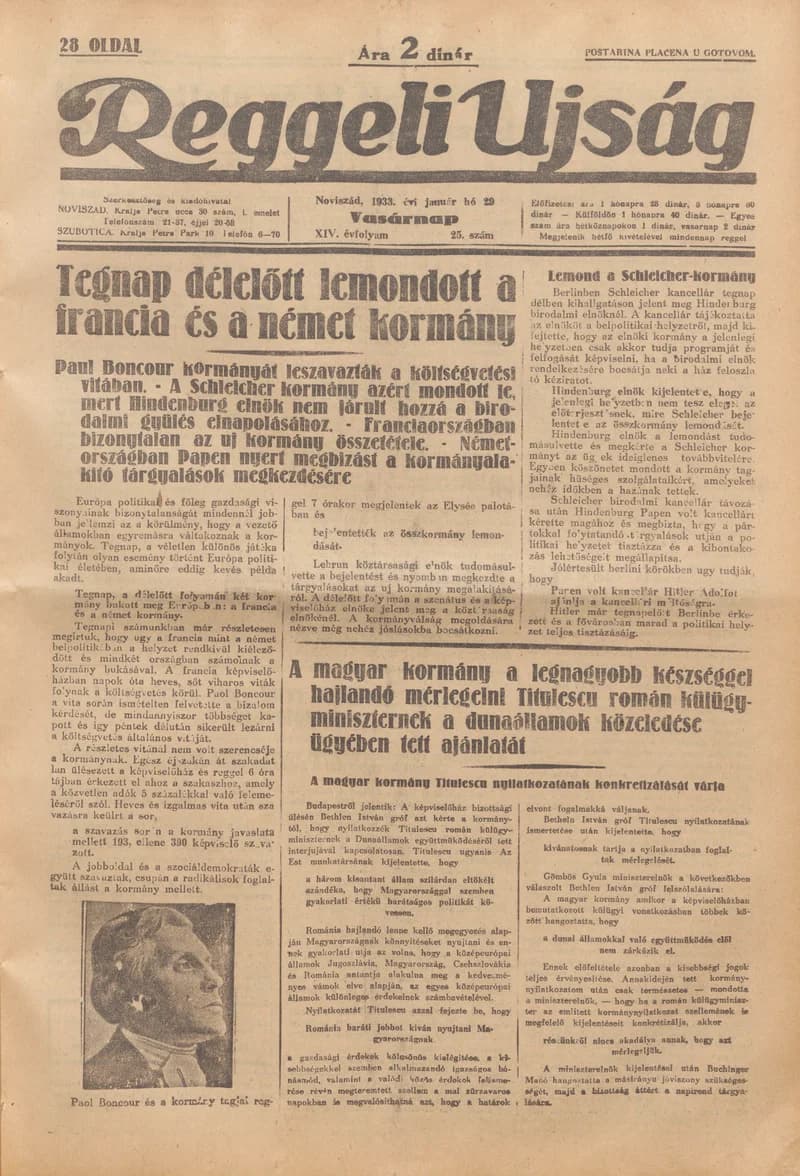 Reggeli Újság, 14. évf. 1933. január 29. 25. sz.