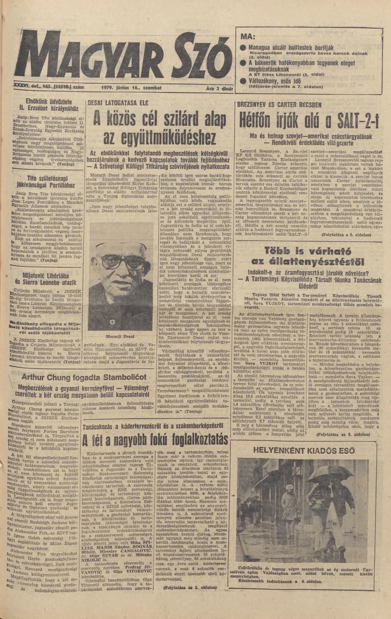 Magyar Szó, 36. évf. 1979. június 16. 163. sz. 1–16. oldal