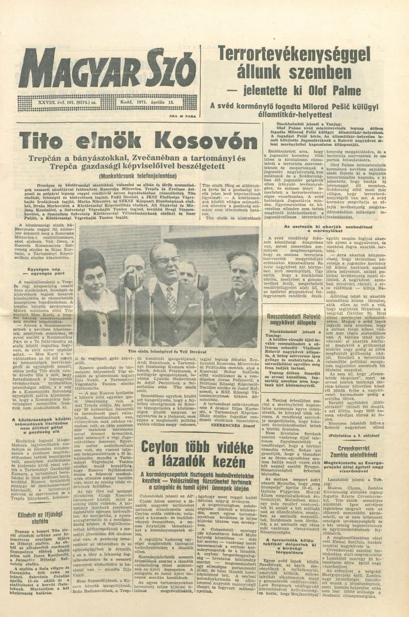 Magyar Szó, 28. évf. 1971. április 13. 101. sz. 1–16. oldal