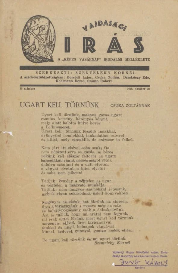 Vajdasági Írás, 1. évf. 1928. október 28. 35. sz. 161–192. oldal
