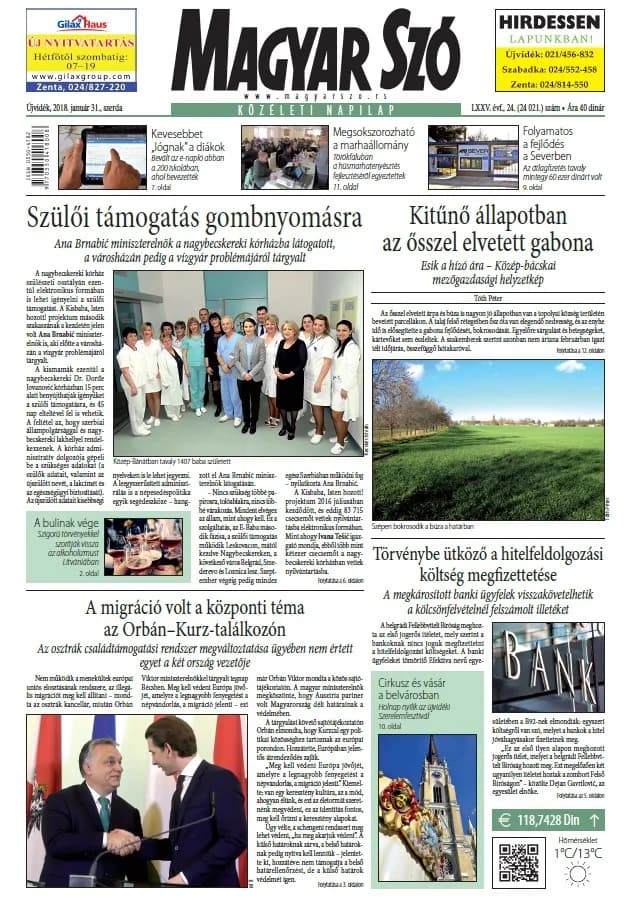 Magyar Szó, 75. évf. 2018. január 31. 24. sz. 1–16. oldal
