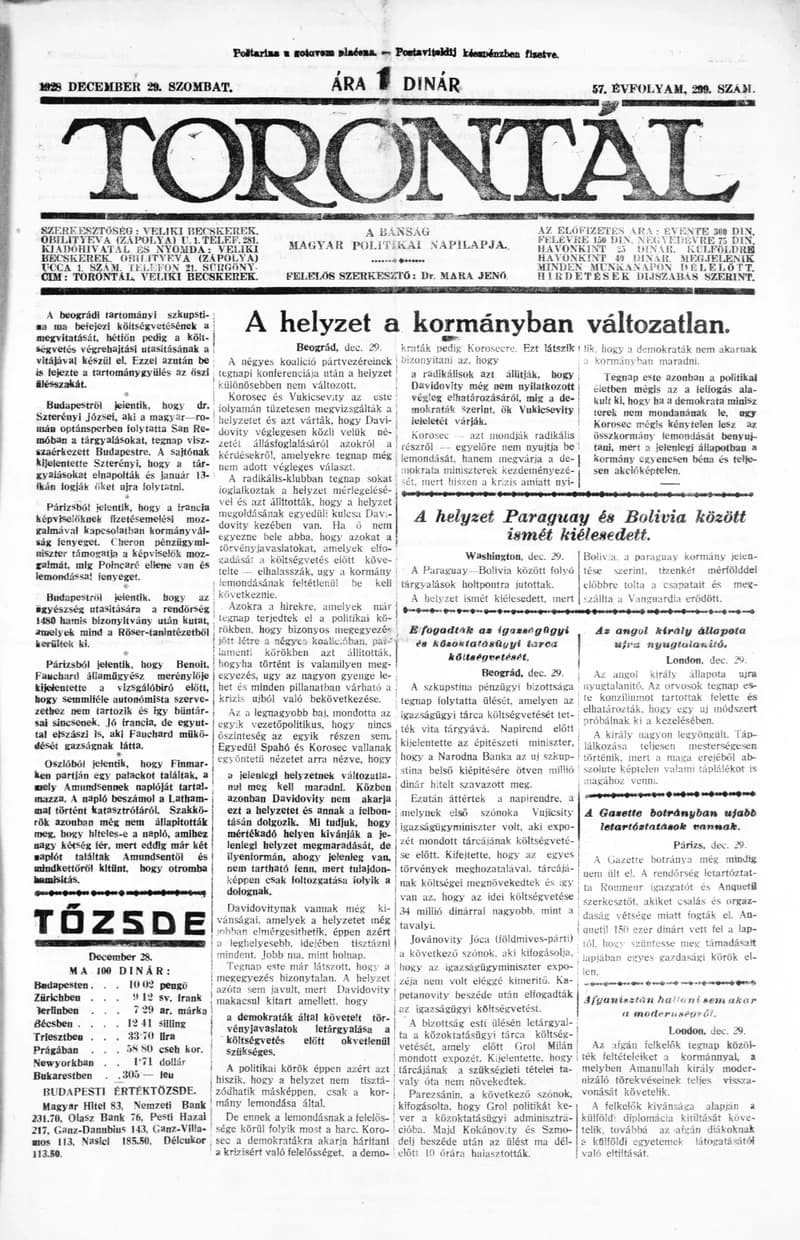 Torontál, 57. évf. 1928. december 29. 299. sz.