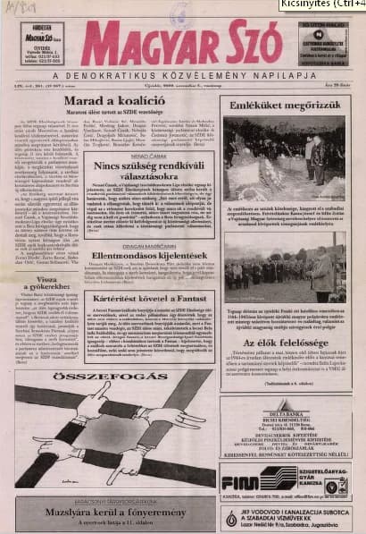 Magyar Szó, 59. évf. 2002. november 3. 261. sz. 1–28. oldal