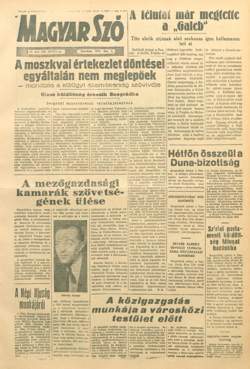 Magyar Szó, 11. évf. 1954. december 4. 329. sz. 1–8. oldal