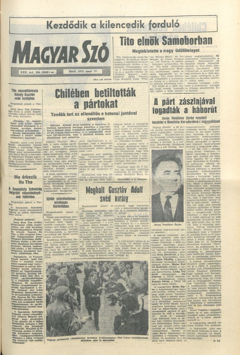 Magyar Szó, 30. évf. 1973. szeptember 17. 256. sz. 1–6. oldal