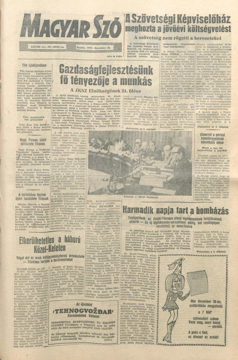 Magyar Szó, 28. évf. 1971. december 29. 357. sz. 1–20. oldal