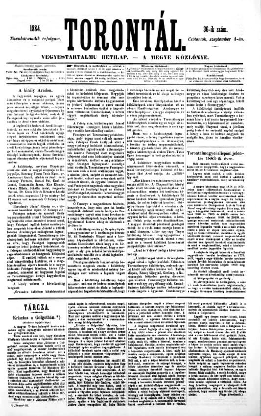 Torontál, 13. évf. 1884. szeptember 4. 36. sz.