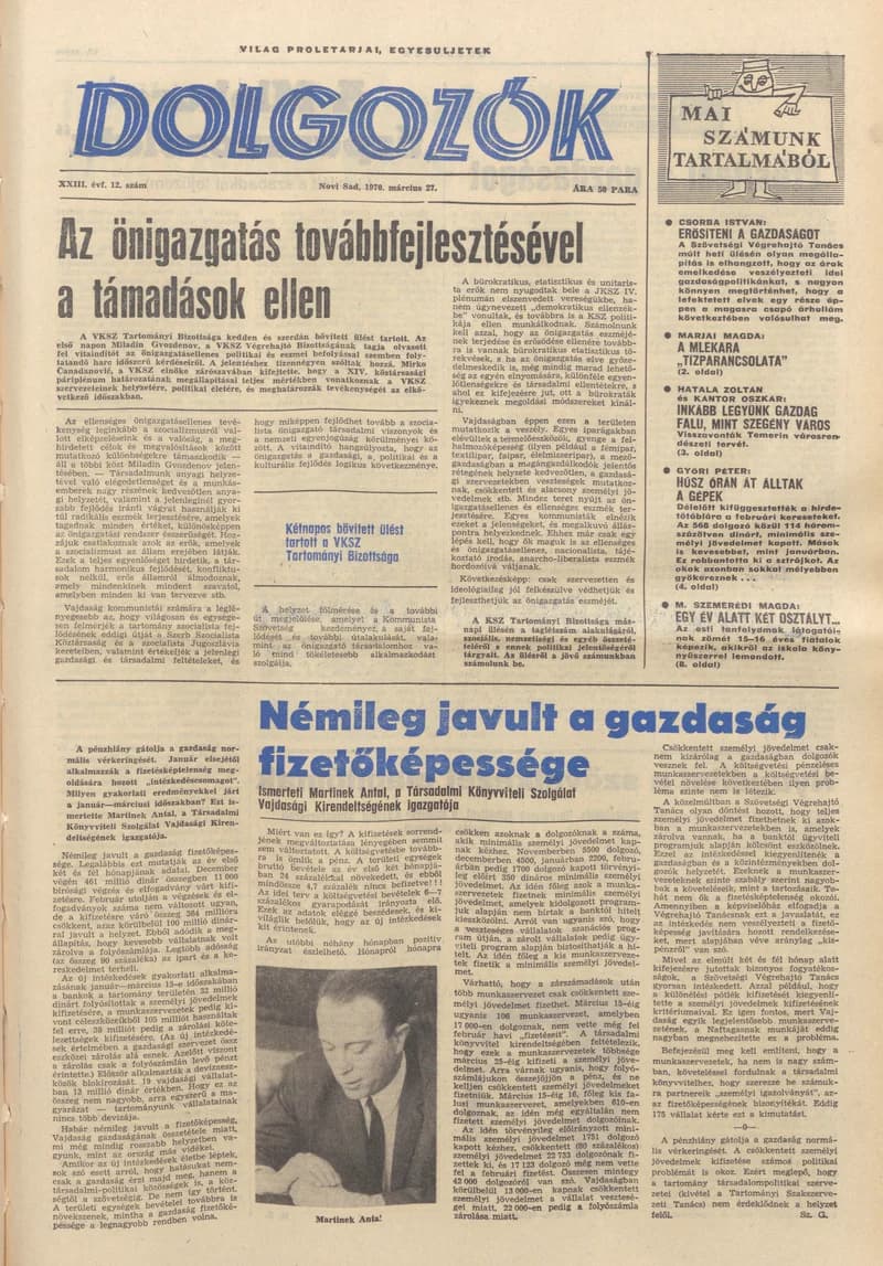 Dolgozók, 24. évf. 1970. március 27. 12. sz.