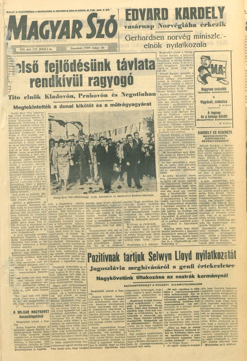 Magyar Szó, 16. évf. 1959. május 30. 127. sz. 1–22. oldal