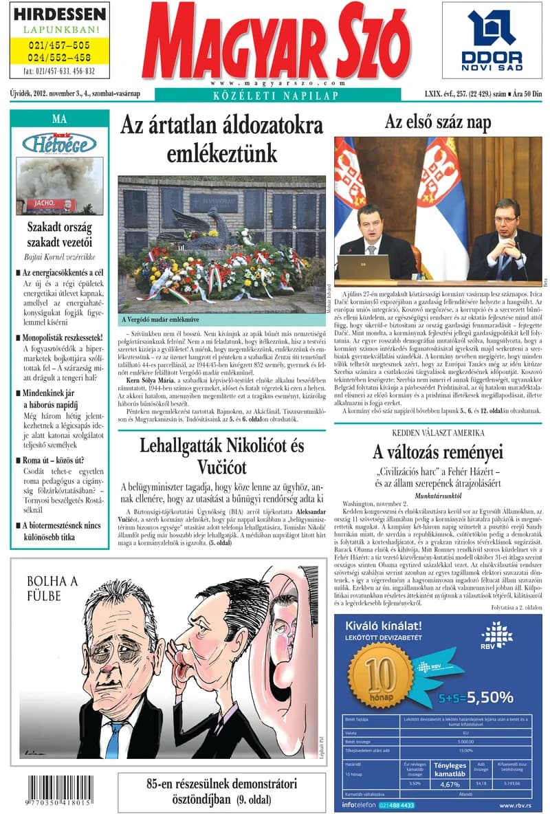 Magyar Szó, 69. évf. 2012. november 3. – 4. 257. sz. 1–48. oldal