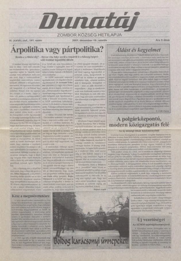 Dunatáj, 3. évf. 2001. december 19. 141. sz.
