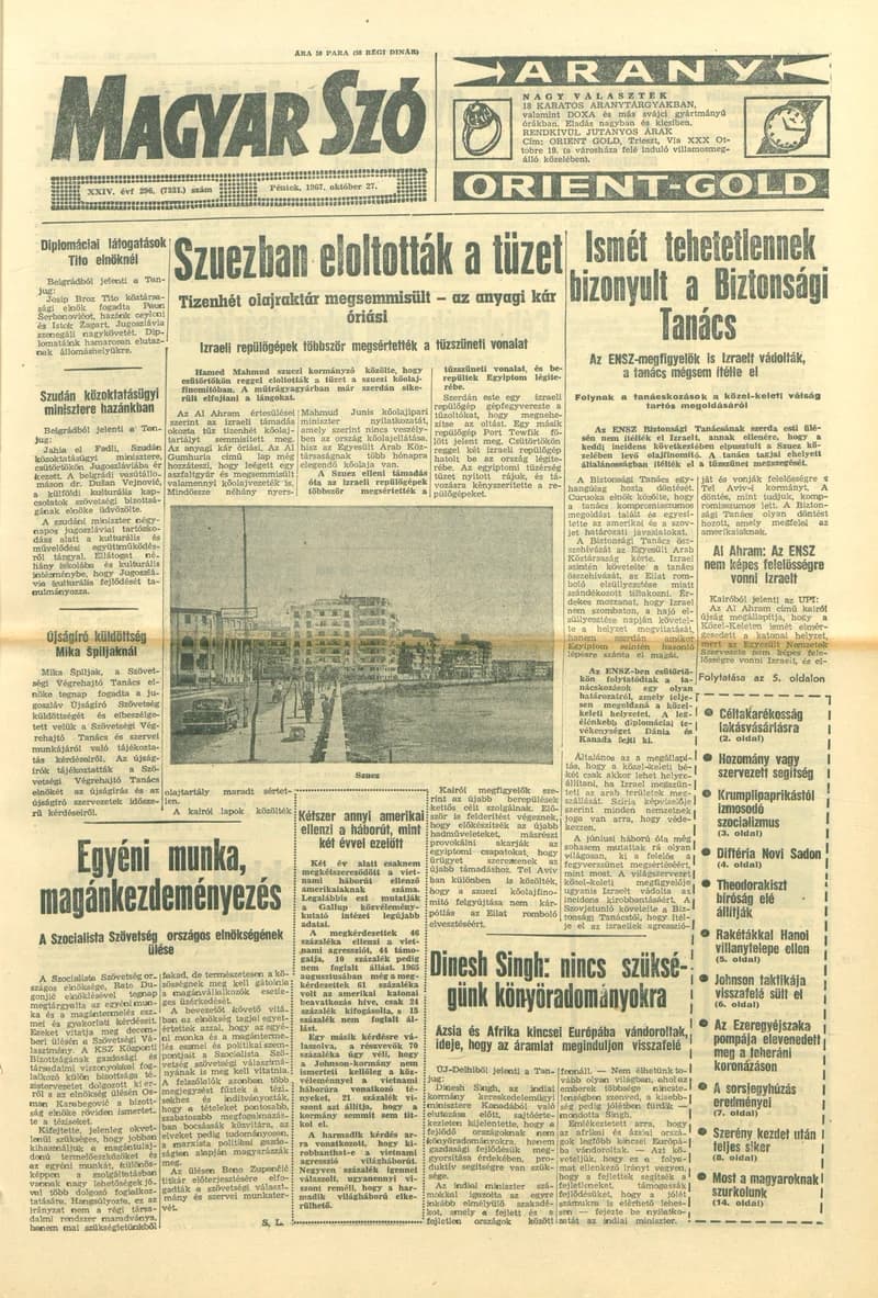 Magyar Szó, 24. évf. 1967. október 27. 296. sz. 1–16. oldal