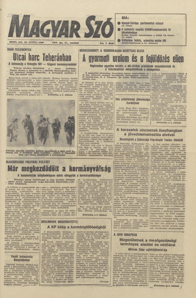 Magyar Szó, 36. évf. 1979. január 27. 25. sz. 1–20. oldal