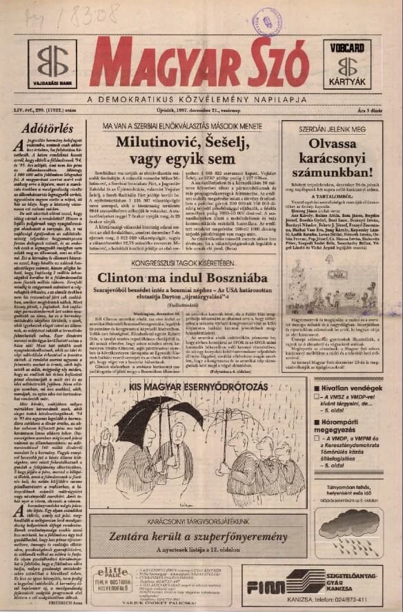 Magyar Szó, 54. évf. 1997. december 21. 299. sz. 1–24. oldal
