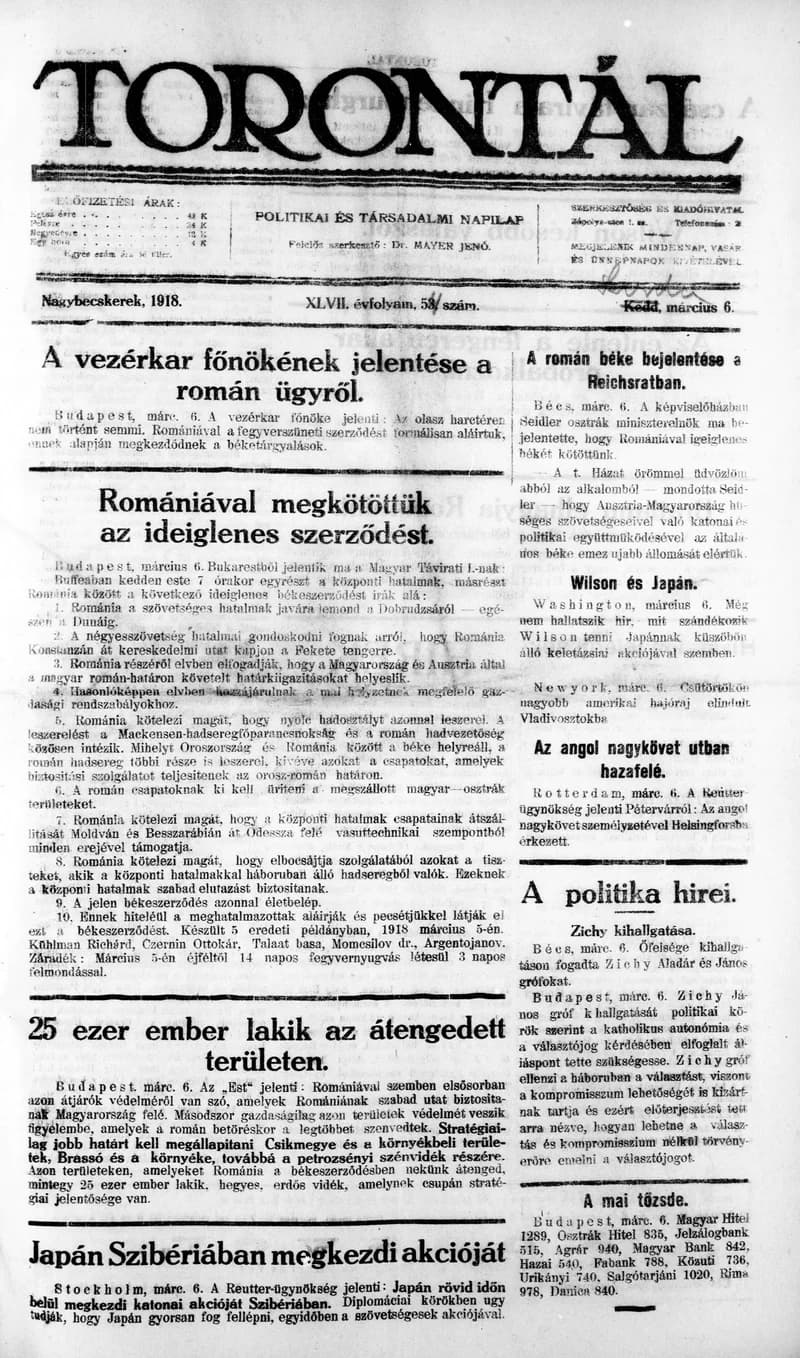 Torontál, 47. évf. 1918. március 6. 54. sz.