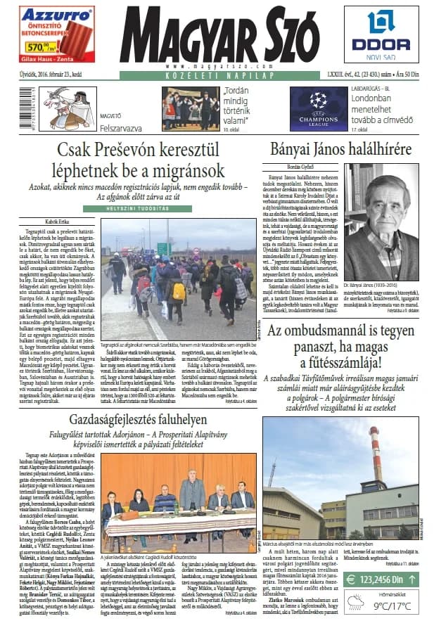Magyar Szó, 73. évf. 2016. február 23. 42. sz. 1–20. oldal
