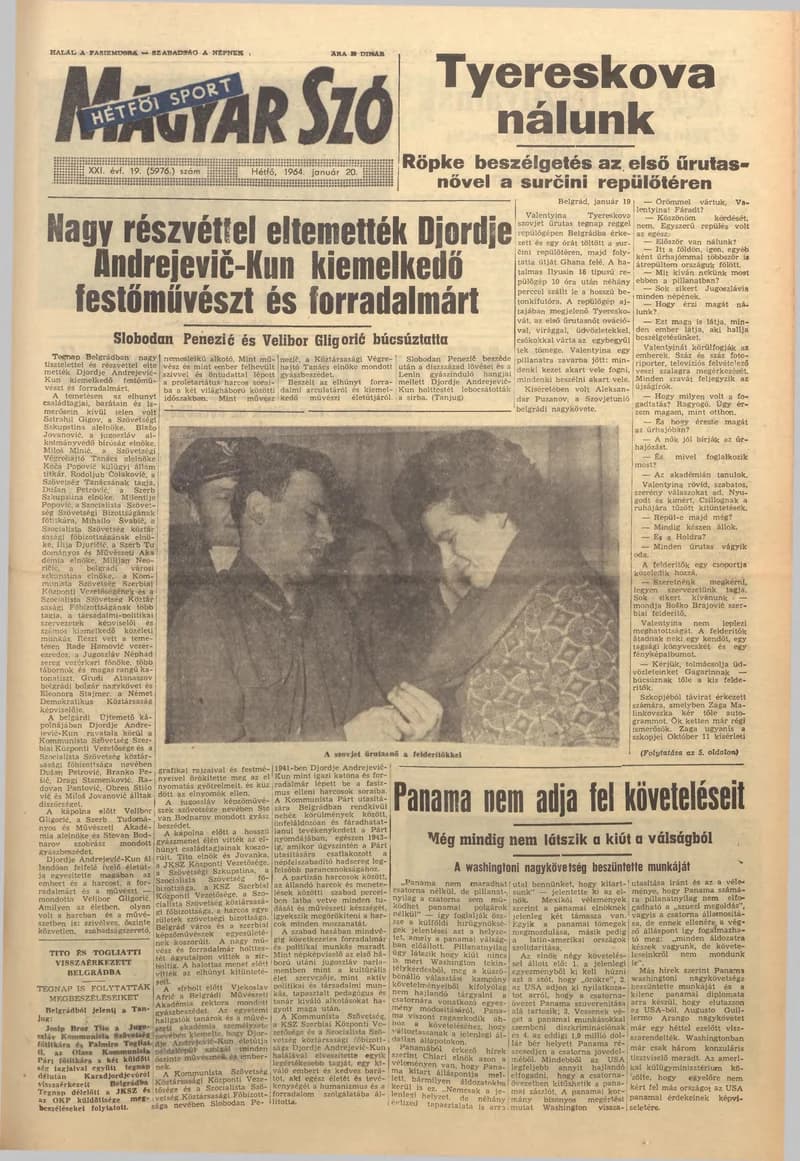 Magyar Szó, 21. évf. 1964. január 20. 19. sz. 1–16. oldal