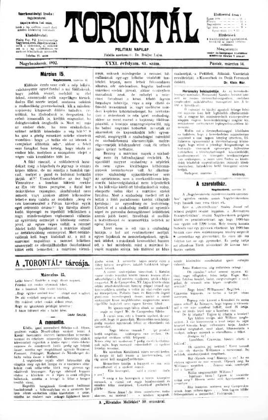 Torontál, 31. évf. 1902. március 14. 61. sz.