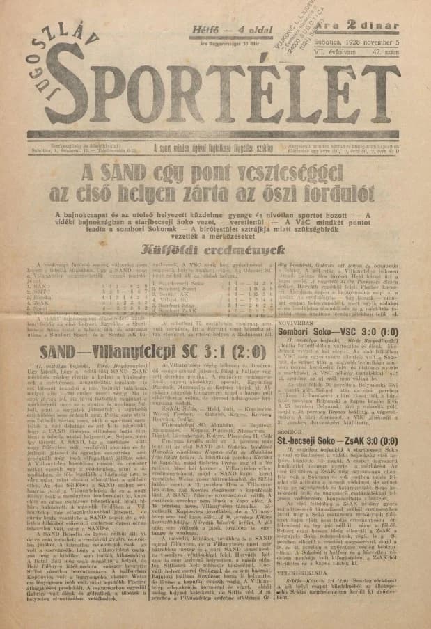 Jugoszláv sportélet, 7. évf. 1928. november 5. 42. sz.