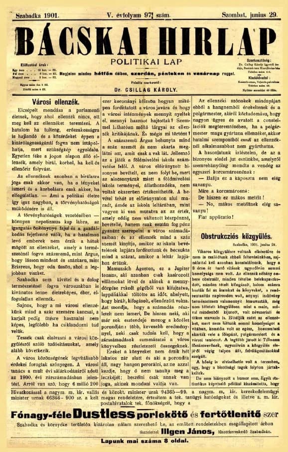 Bácskai Hirlap, 5. évf. 1901. június 28. 97. sz.