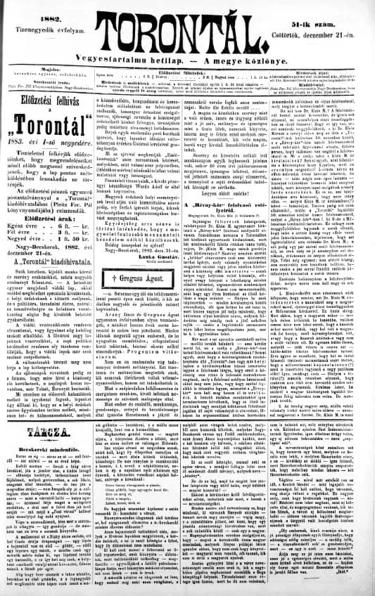 Torontál, 11. évf. 1882. december 21. 51. sz.