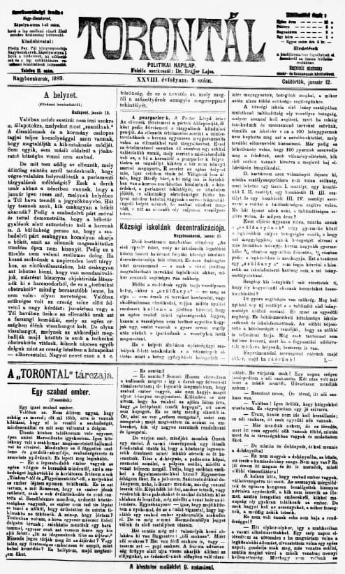Torontál, 28. évf. 1899. január 12. 9. sz.